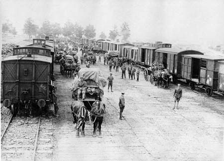 Unloading a supply train in France/ Image source: Simon Butler