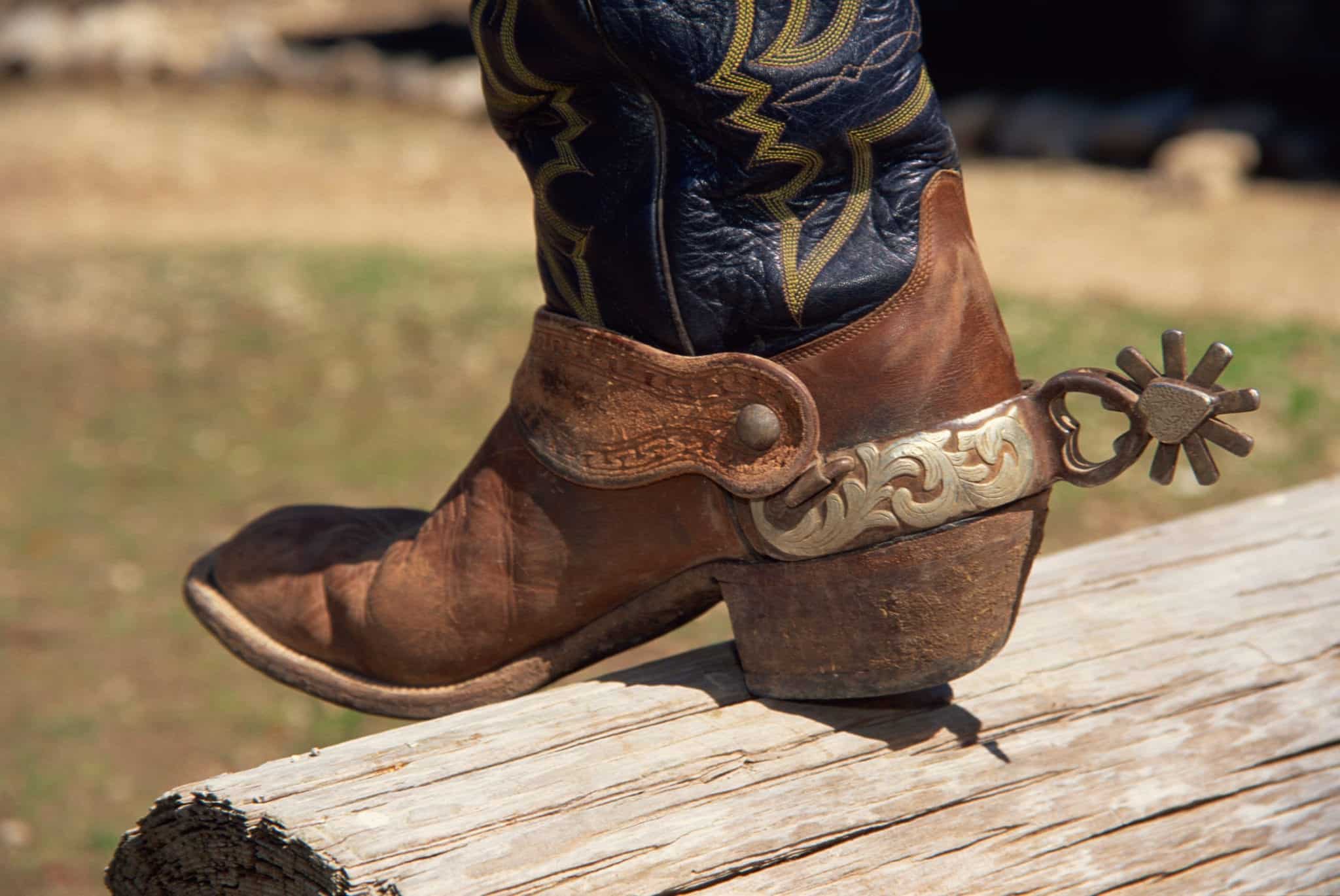 Cowboy boots with spurs