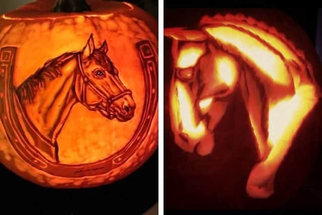 horse-themed pumpkin carving