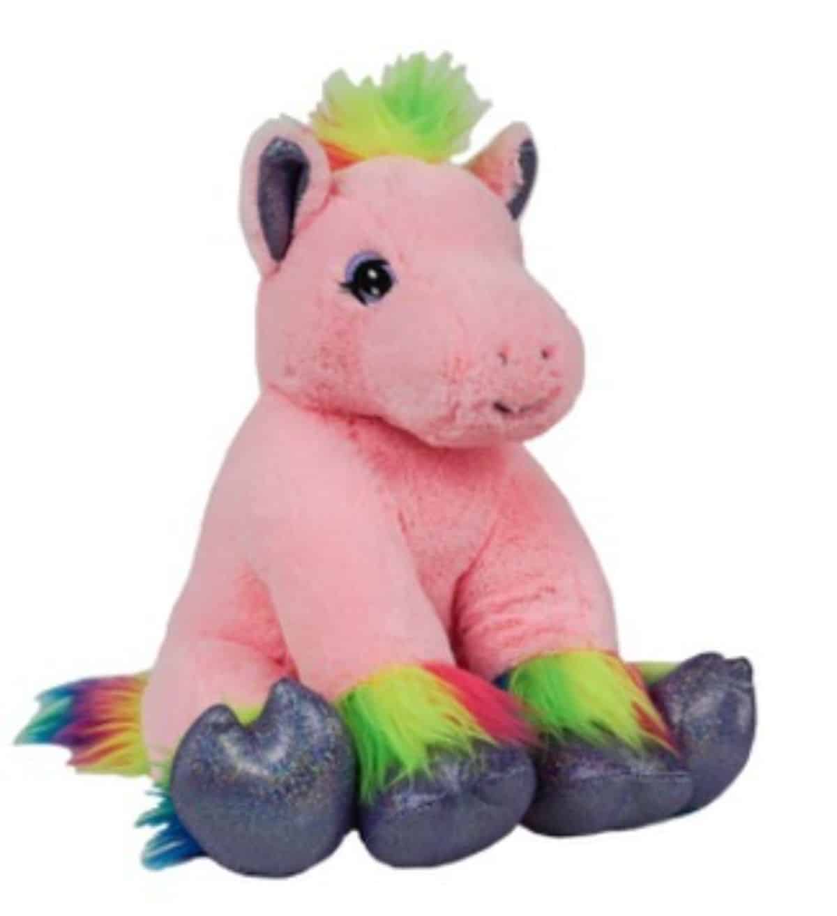 PInk-rainbow pony plush toy.