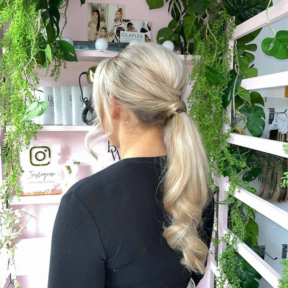 Low Ponytail woman's hairstyle.
