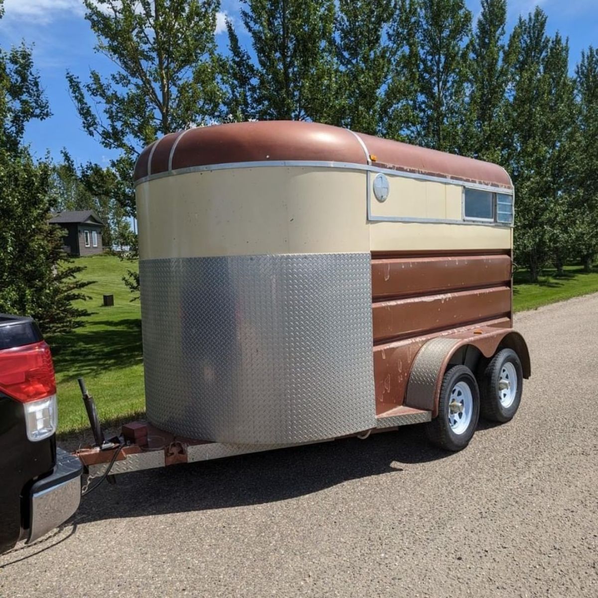 Ombre horse trailer.